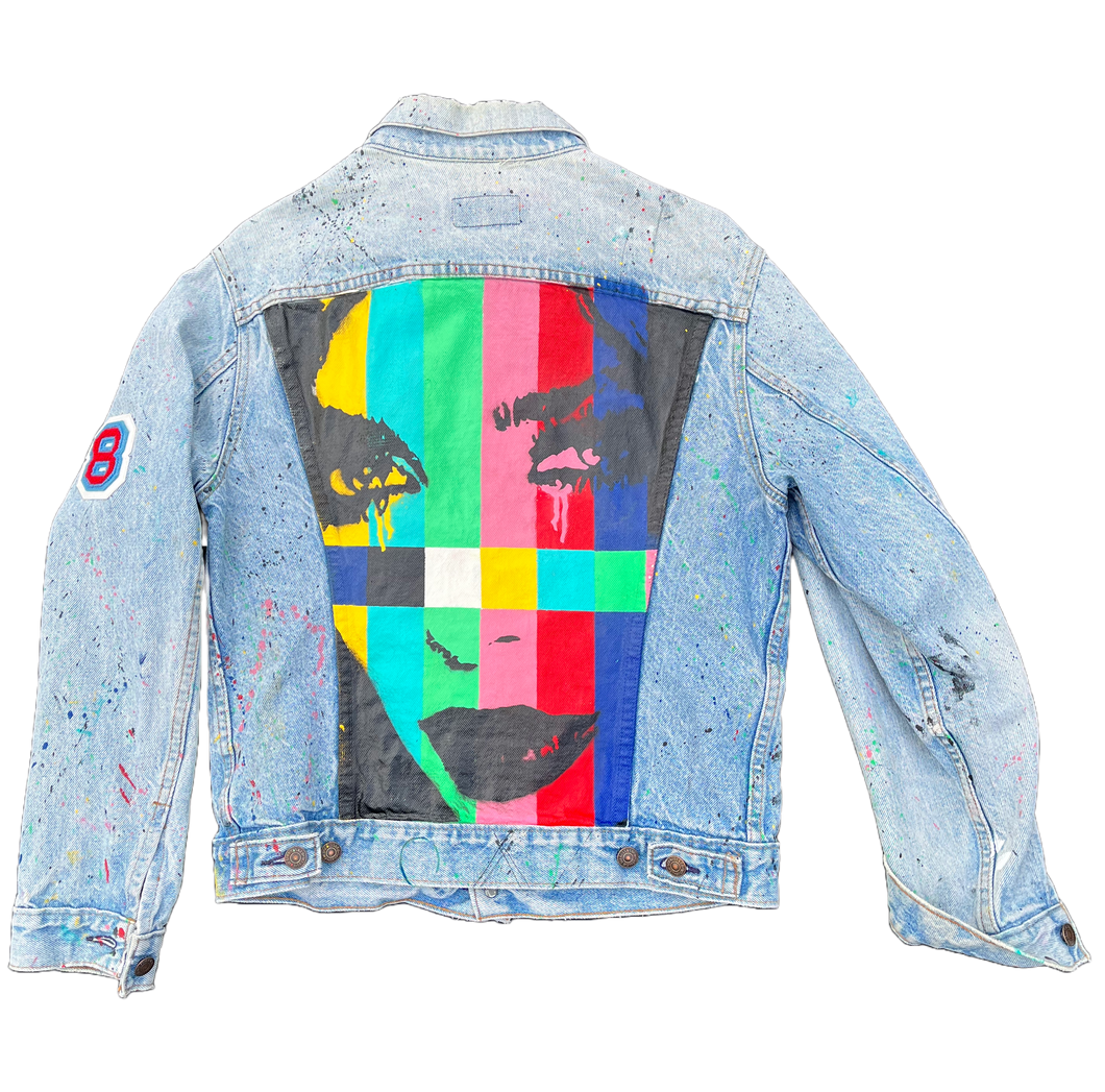 “Bobby Jacket” Custom made hand painted upcycled vintage jean jacket