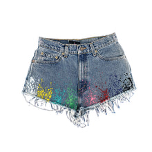 Load image into Gallery viewer, Hand Painted Upcycled Vintage Levi&#39;s Cutoff Jean Shorts
