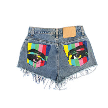 Load image into Gallery viewer, Hand Painted Upcycled Vintage Levi&#39;s Cutoff Jean Shorts
